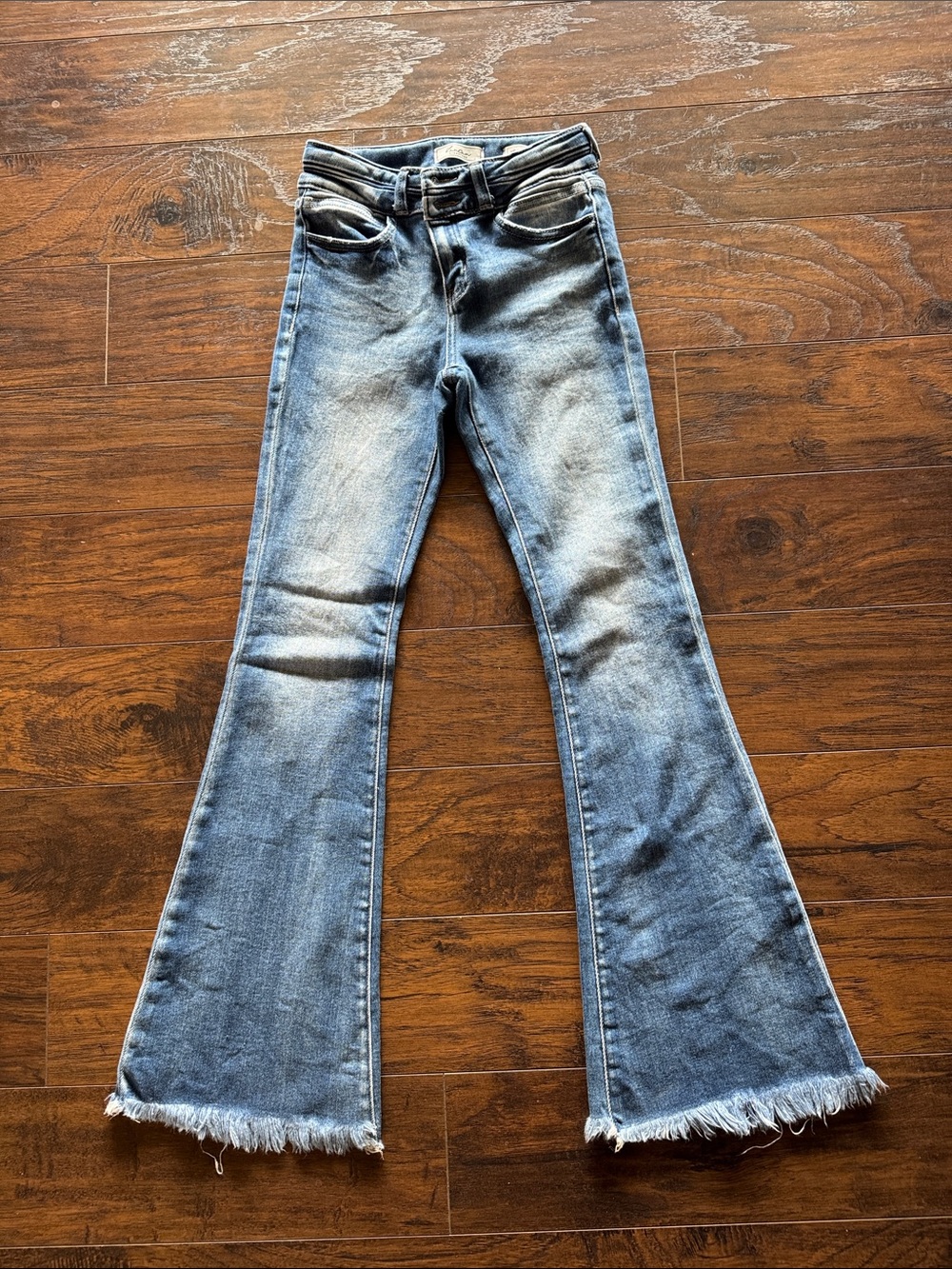KanCan Light Blue Flare Jeans with Frayed Hem